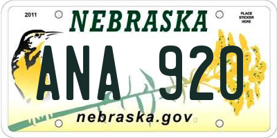 NE license plate ANA920