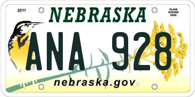 NE license plate ANA928