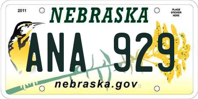 NE license plate ANA929