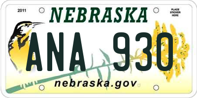 NE license plate ANA930