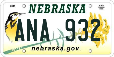 NE license plate ANA932