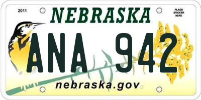 NE license plate ANA942