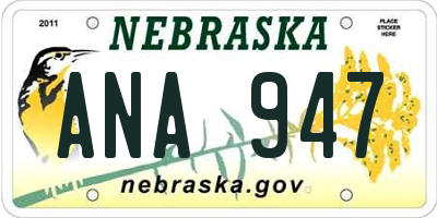 NE license plate ANA947