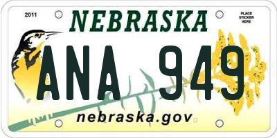NE license plate ANA949