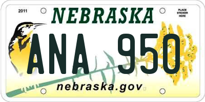 NE license plate ANA950