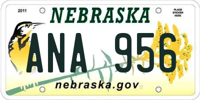 NE license plate ANA956