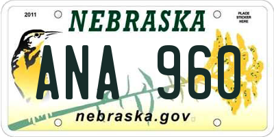 NE license plate ANA960