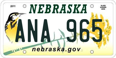 NE license plate ANA965