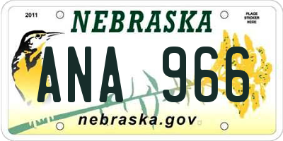 NE license plate ANA966