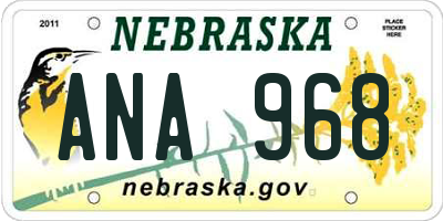NE license plate ANA968