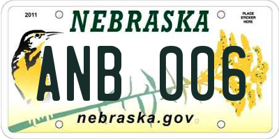 NE license plate ANB006