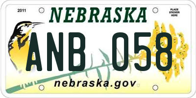 NE license plate ANB058