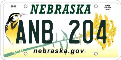 NE license plate ANB204