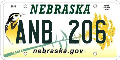 NE license plate ANB206