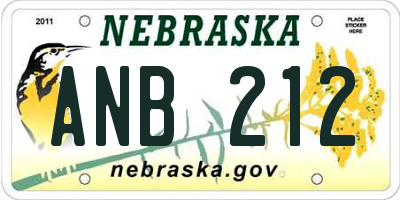 NE license plate ANB212