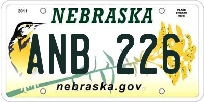 NE license plate ANB226