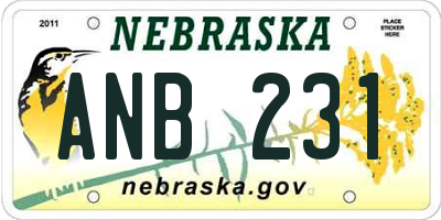NE license plate ANB231
