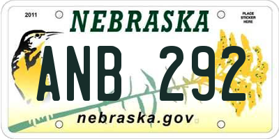 NE license plate ANB292