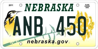 NE license plate ANB450