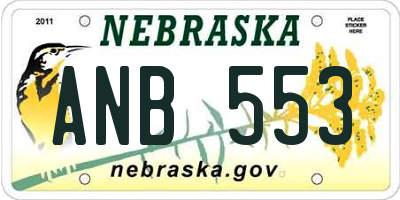 NE license plate ANB553