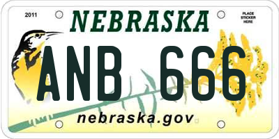 NE license plate ANB666