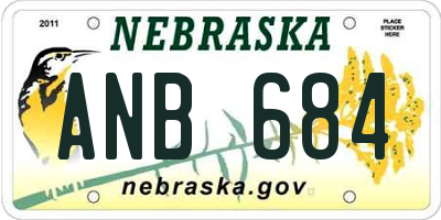 NE license plate ANB684