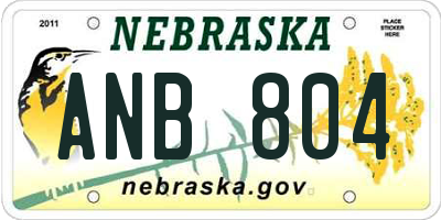 NE license plate ANB804