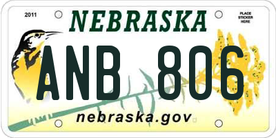 NE license plate ANB806