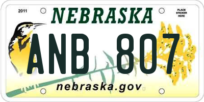 NE license plate ANB807