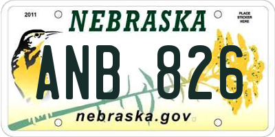NE license plate ANB826