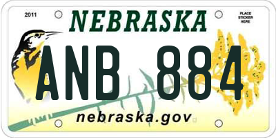 NE license plate ANB884