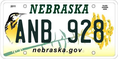 NE license plate ANB928
