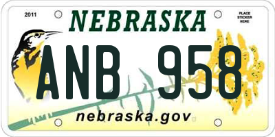 NE license plate ANB958