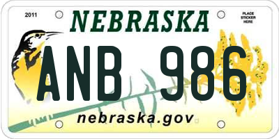 NE license plate ANB986
