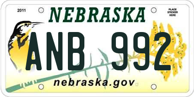 NE license plate ANB992