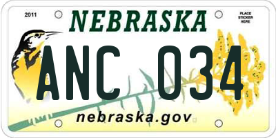 NE license plate ANC034