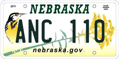 NE license plate ANC110