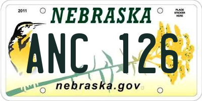NE license plate ANC126