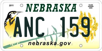 NE license plate ANC159