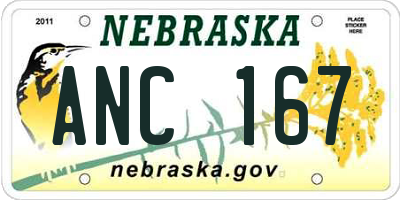 NE license plate ANC167