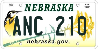 NE license plate ANC210