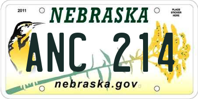 NE license plate ANC214