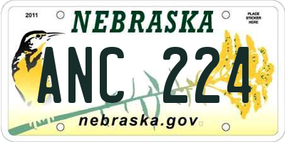 NE license plate ANC224