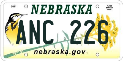 NE license plate ANC226