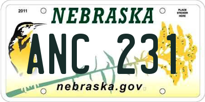 NE license plate ANC231
