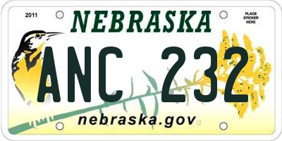 NE license plate ANC232