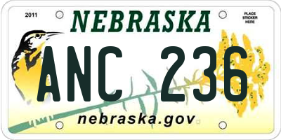 NE license plate ANC236