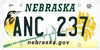 NE license plate ANC237