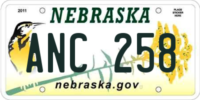 NE license plate ANC258