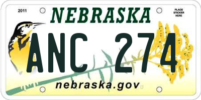 NE license plate ANC274